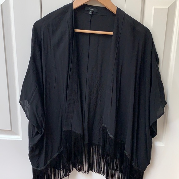 NWOT Aritzia Talula Black Kimono with Fringe - Picture 2 of 8